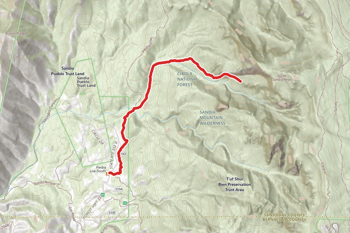 Piedra Lisa South To Fletcher Trail