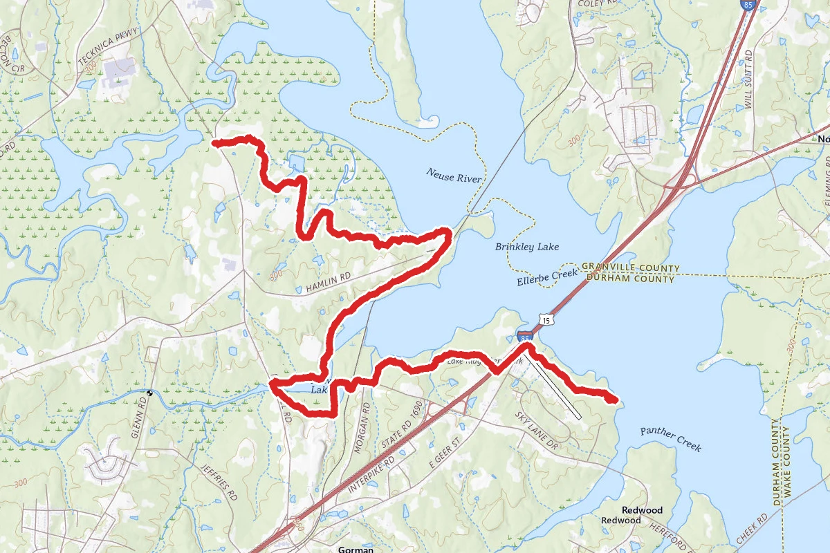 Falls Lake Trail via Hickory Hill Boat Ramp