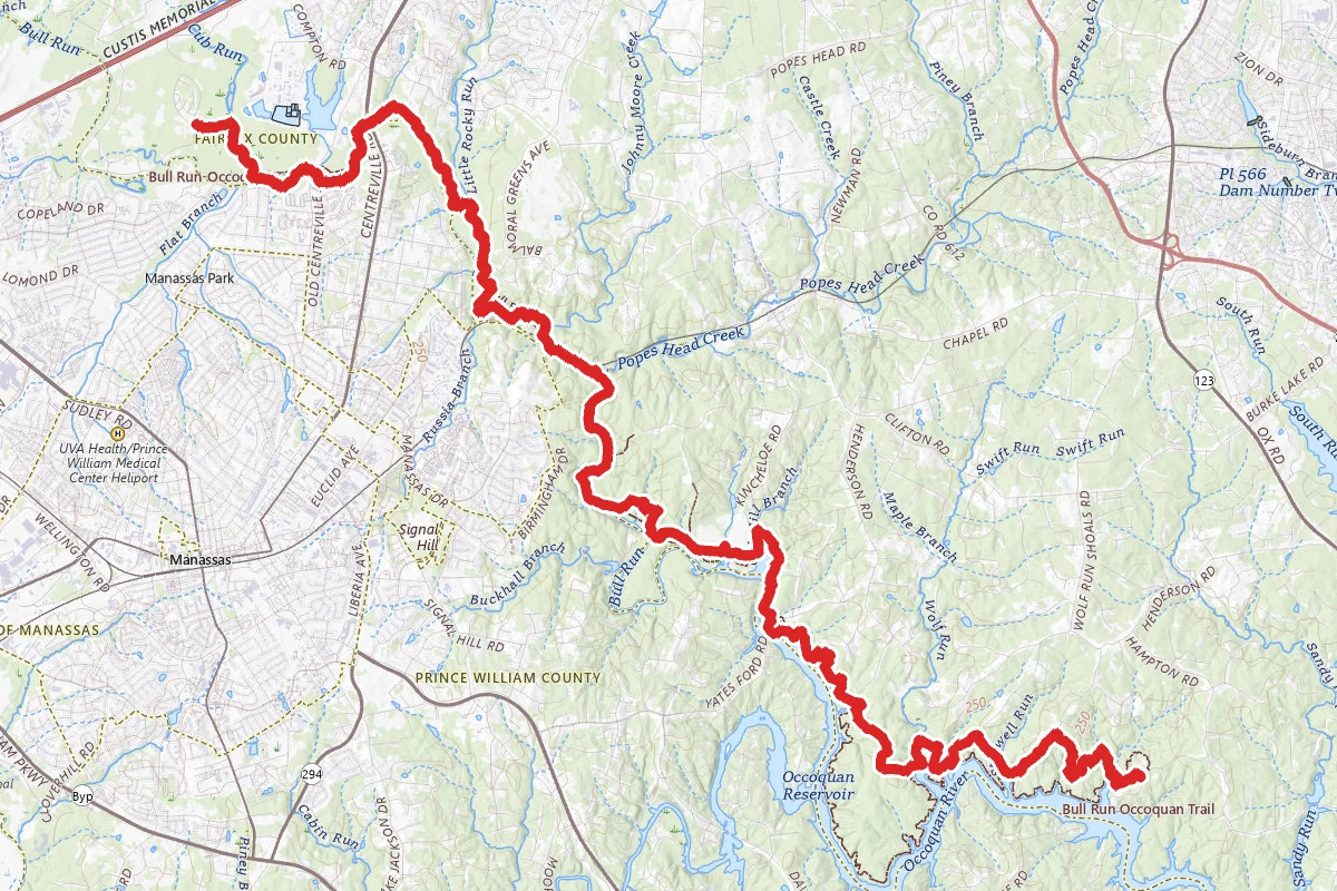 Bull Run Occoquan Trail via Fountainhead Regional Park