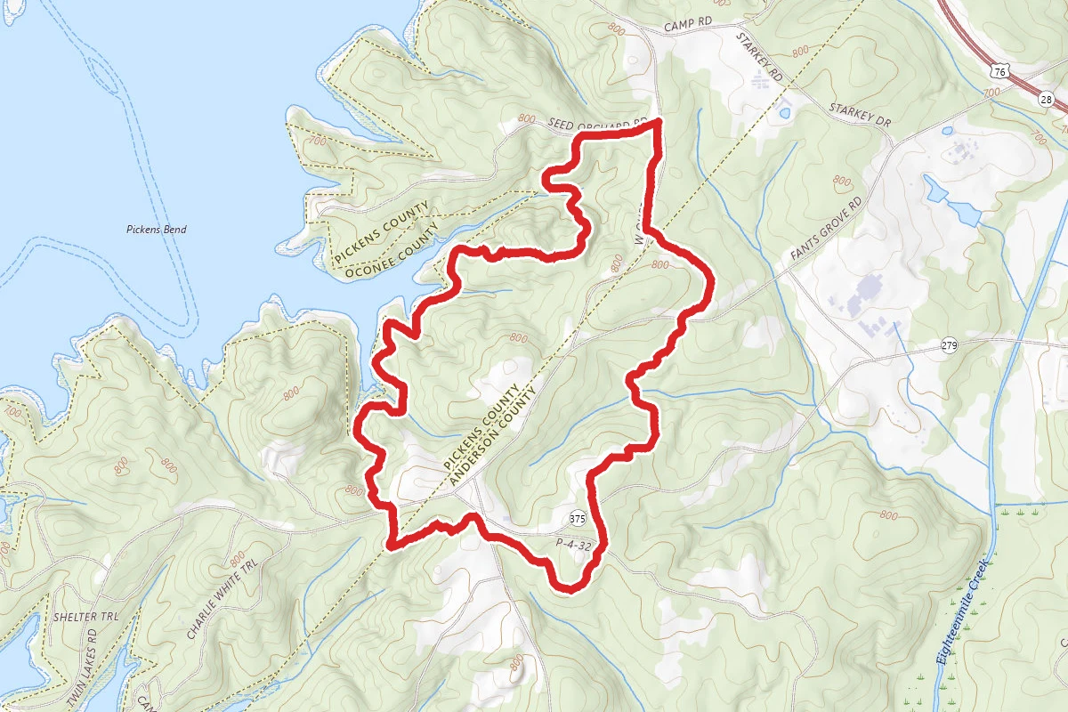 Gray and Red Trails Loop from Seed Orchard Road Trailhead