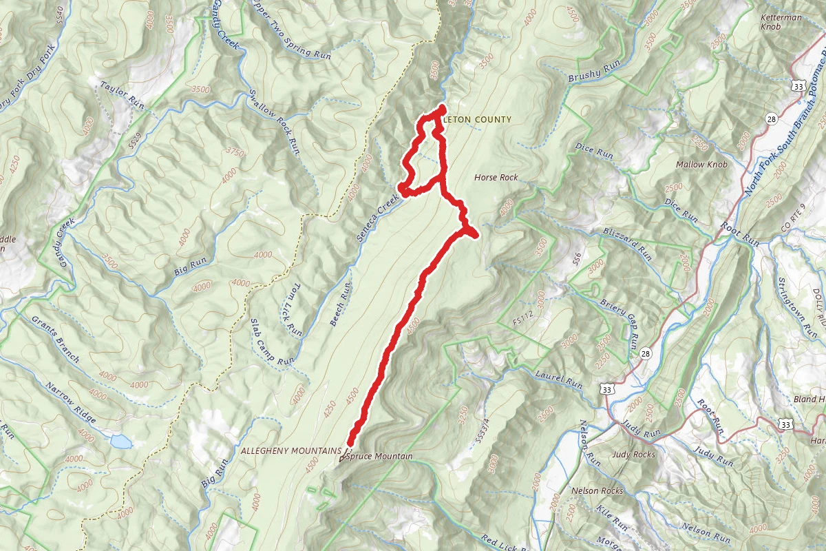 Huckleberry Trail to Judy Springs, Seneca Creek and High Meadows Loop