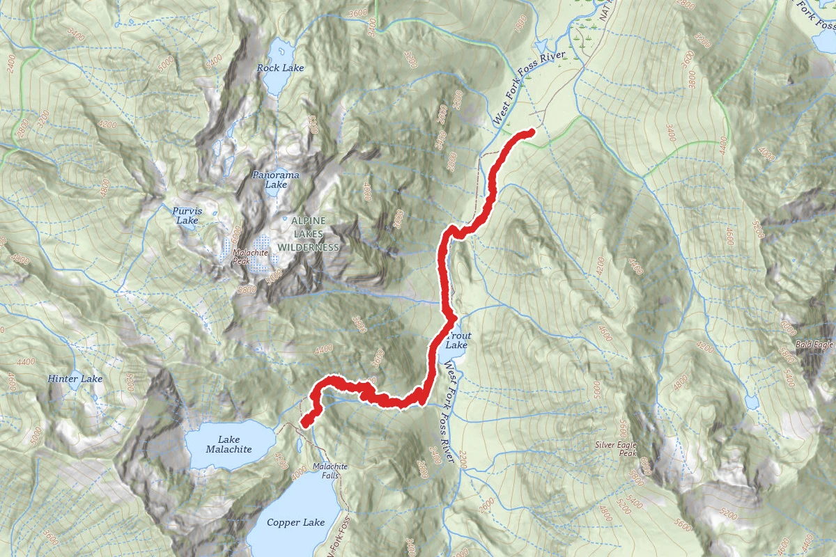 Trout Lake, Middle and Upper Copper Falls and Malachite Falls