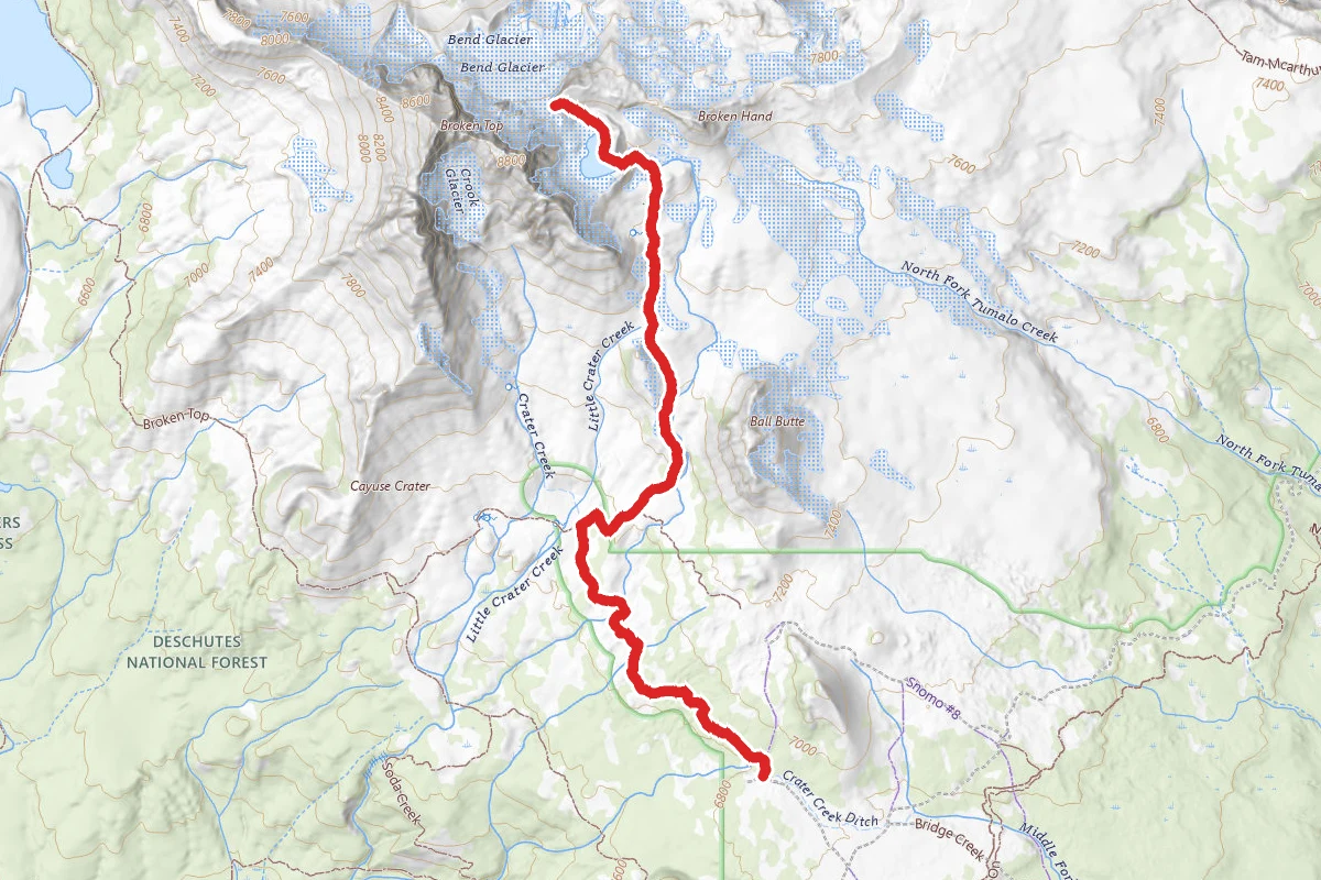 No Name Lake and Bend Glacier via Crater Ditch Trail