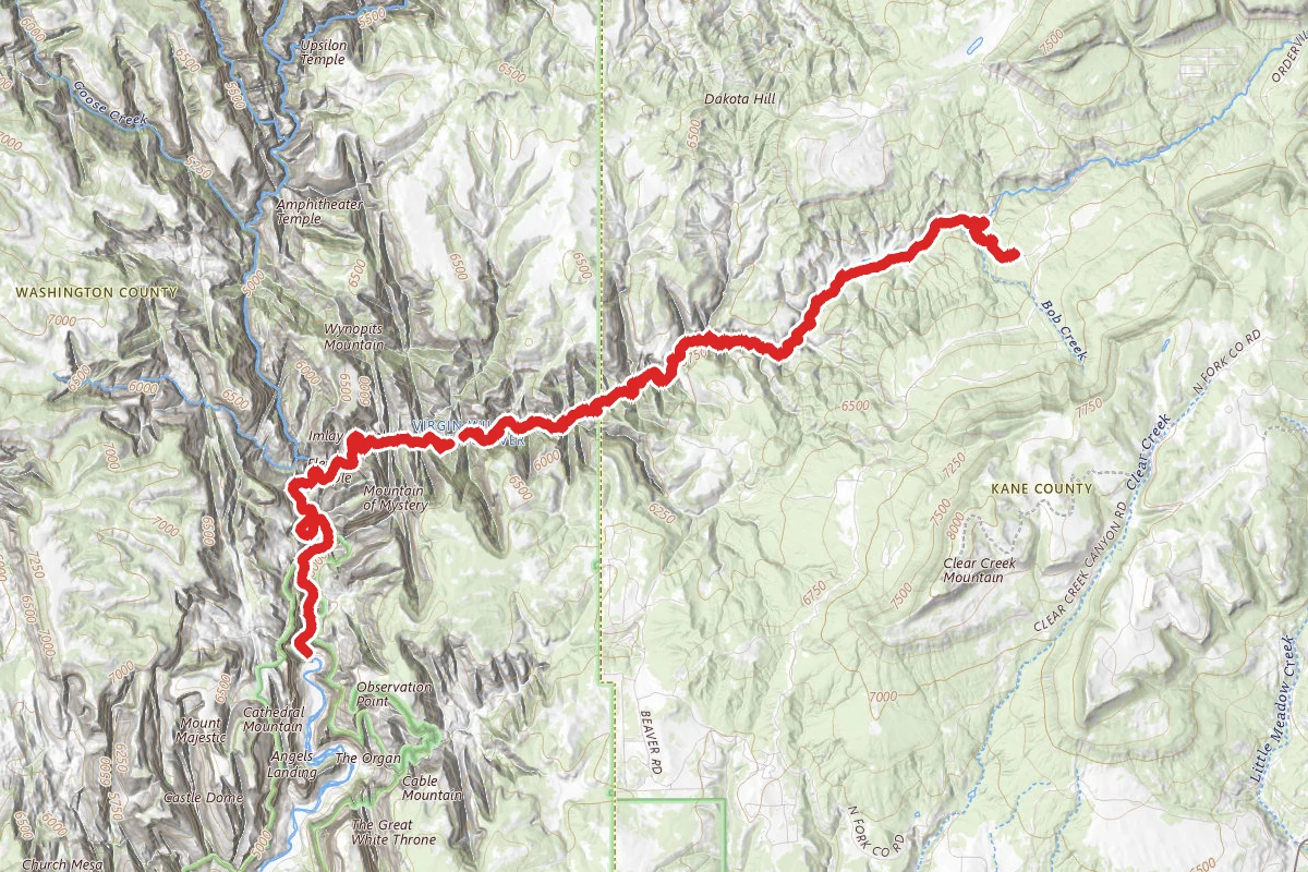 Orderville Canyon to Temple of Sinawava