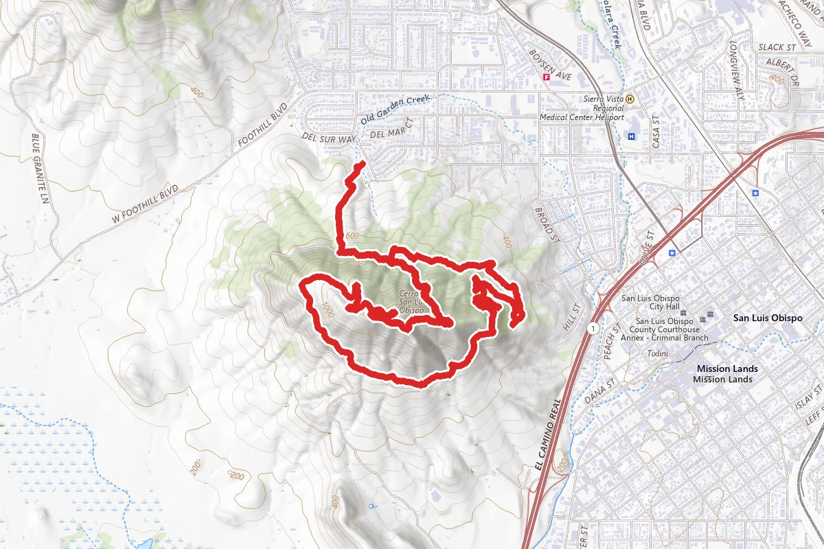 Cerro San Luis Obispo via Luneta to Rock Garden