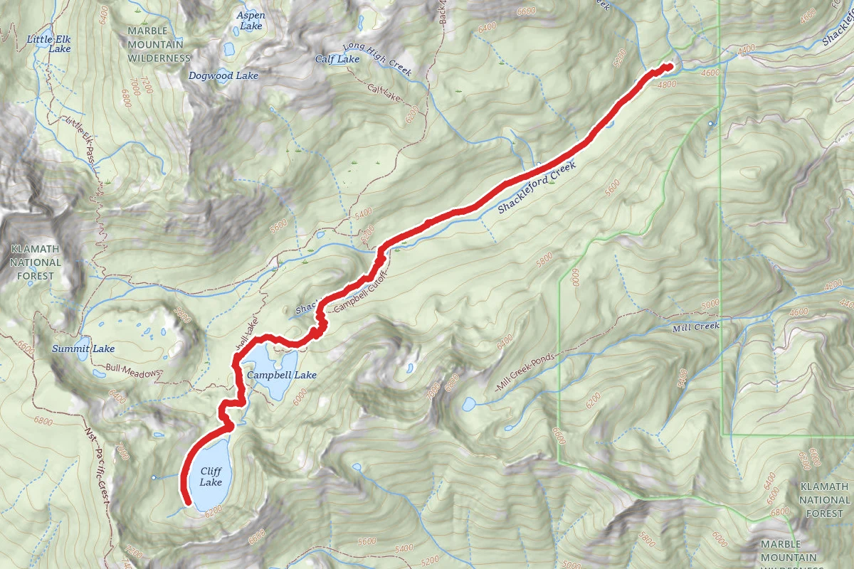 Cliff Lake Via Shackelford Creek Trail