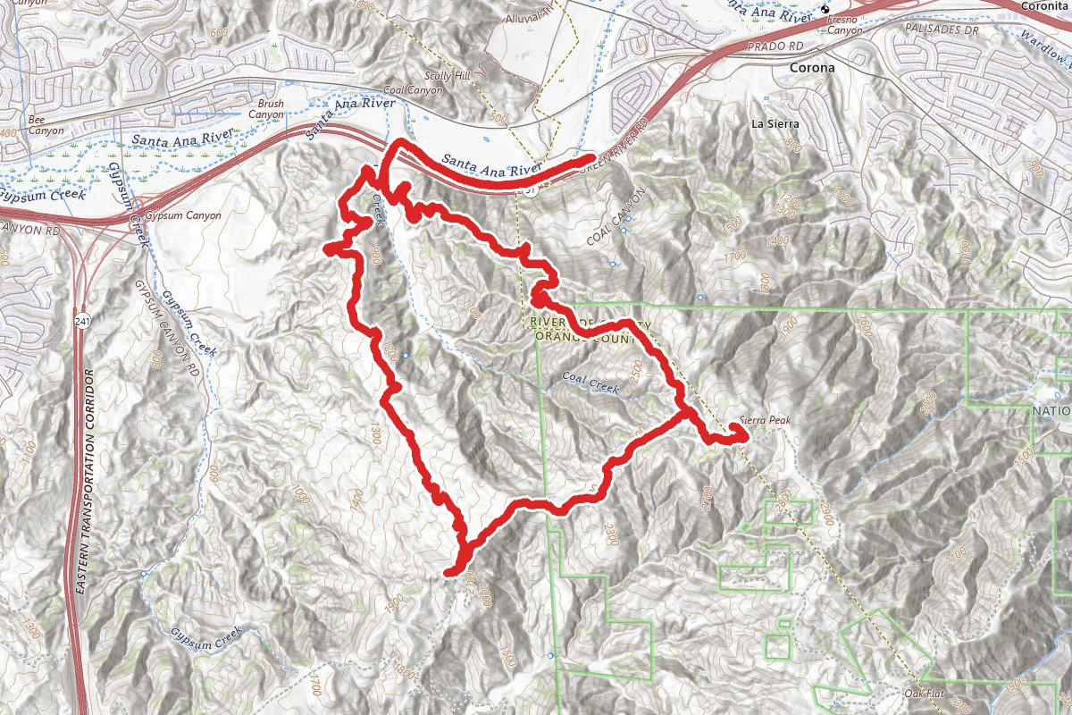 Sierra Peak via Pipeline Trail and Coal Canyon Trail
