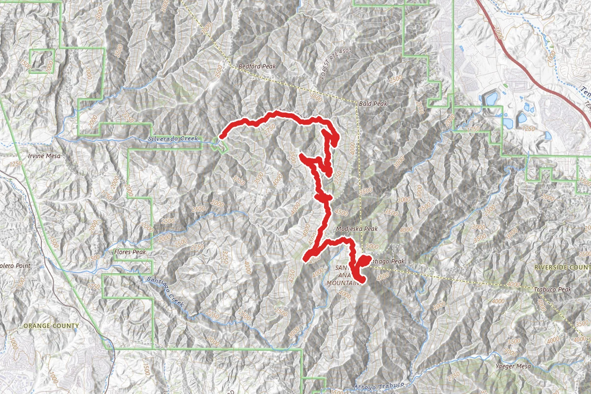 Santiago Peak via Maple Springs Visitor Center