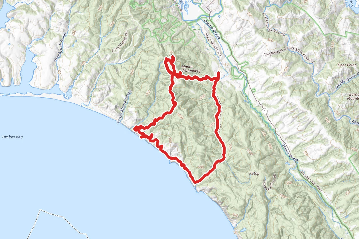 Bear Valley to Sculptured Beach and Sky Camp