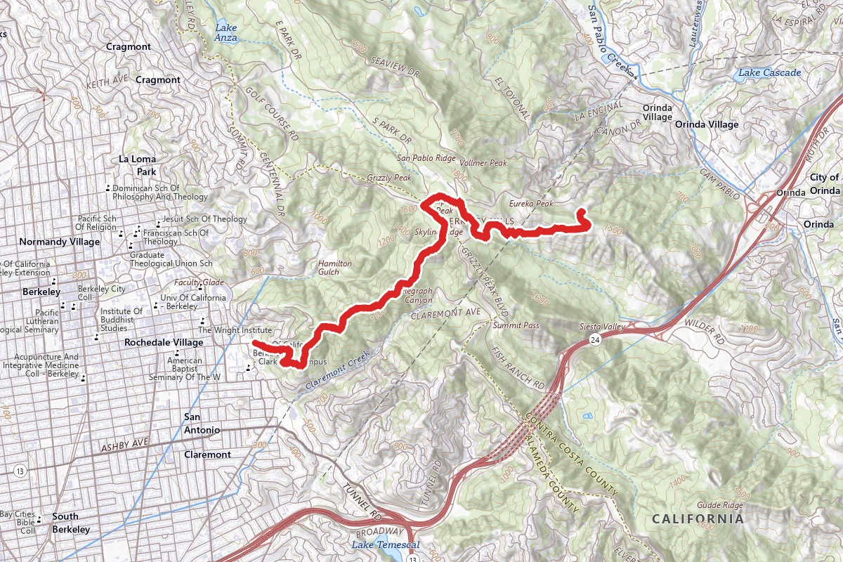 UC Berkeley to De La Veaga Trail