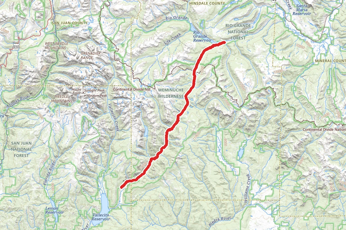 Pine River Trail to Weminuche Trail