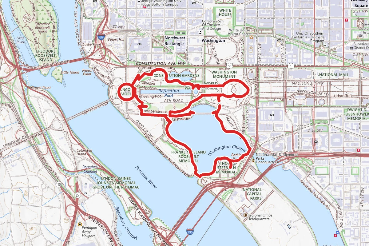 Memorial Trail via Jefferson Memorial