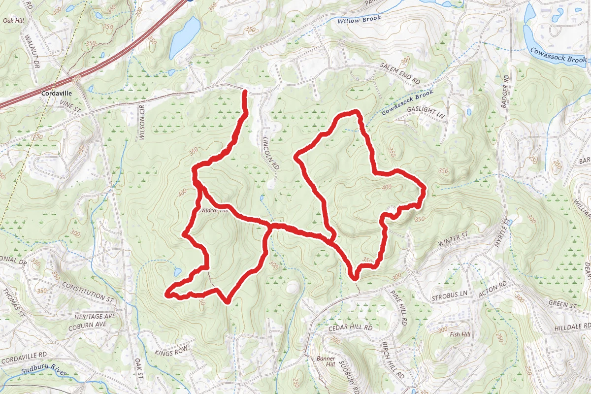 Bay Circuit Trail to Red, Yellow, Blue Loop