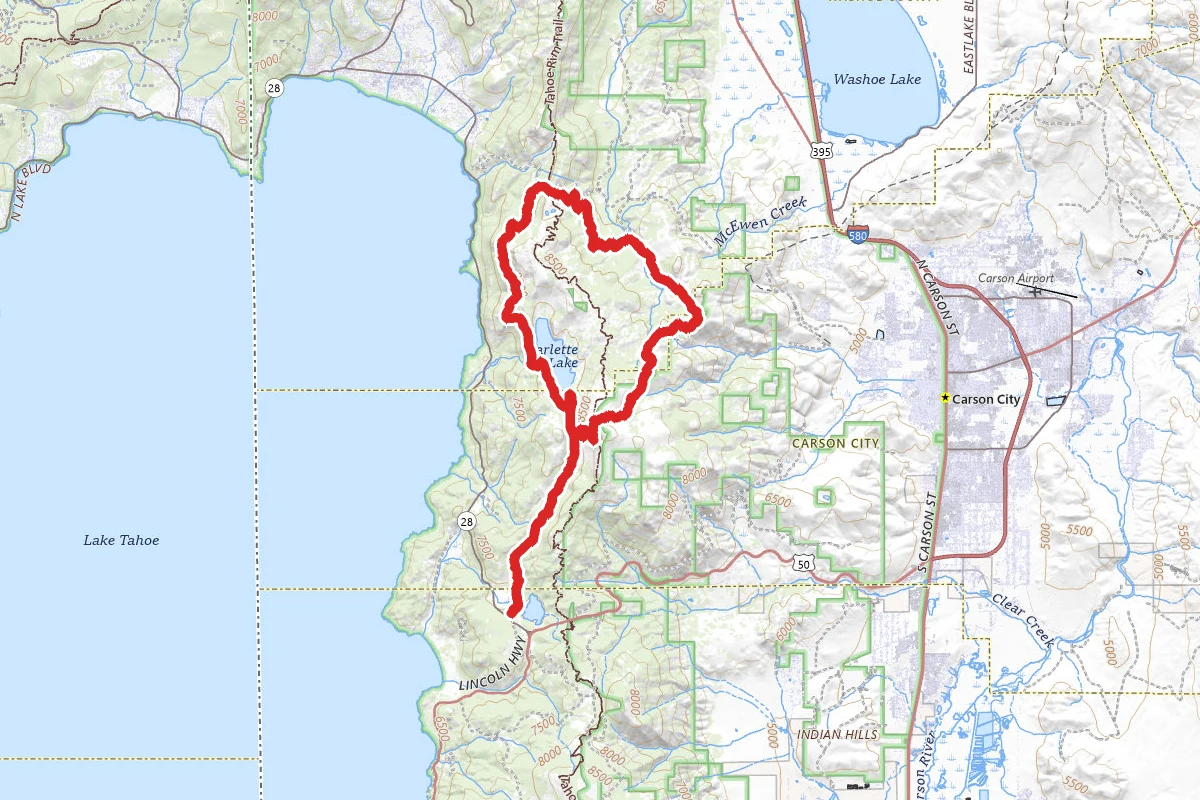Spooner Lake to Flume Trail to Snow Valley Peak Loop