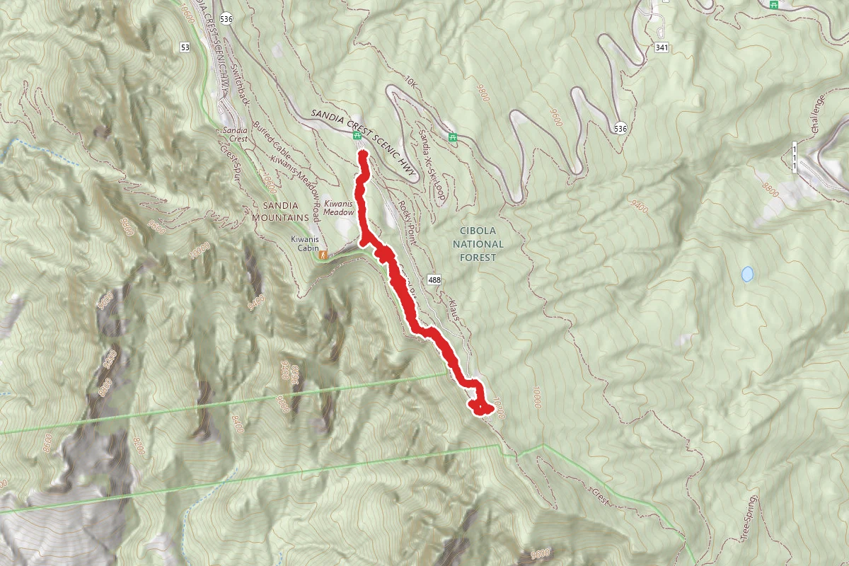 Sandia Tramway via Kiwanis Meadow #16 and South Crest Trail #130