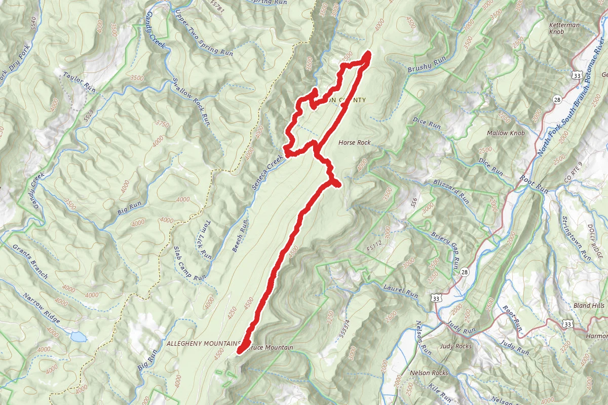 Huckleberry, Lumberjack, Seneca Creek Trail Loop