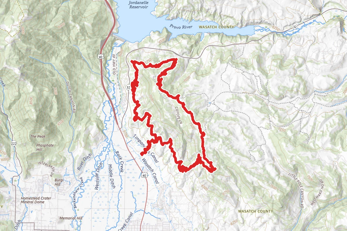 Coyote Canyon Loop from UVU Trailhead route map