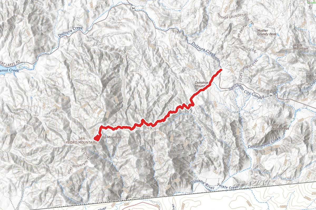 Otay Mountain Truck Trail via Marron Valley Road