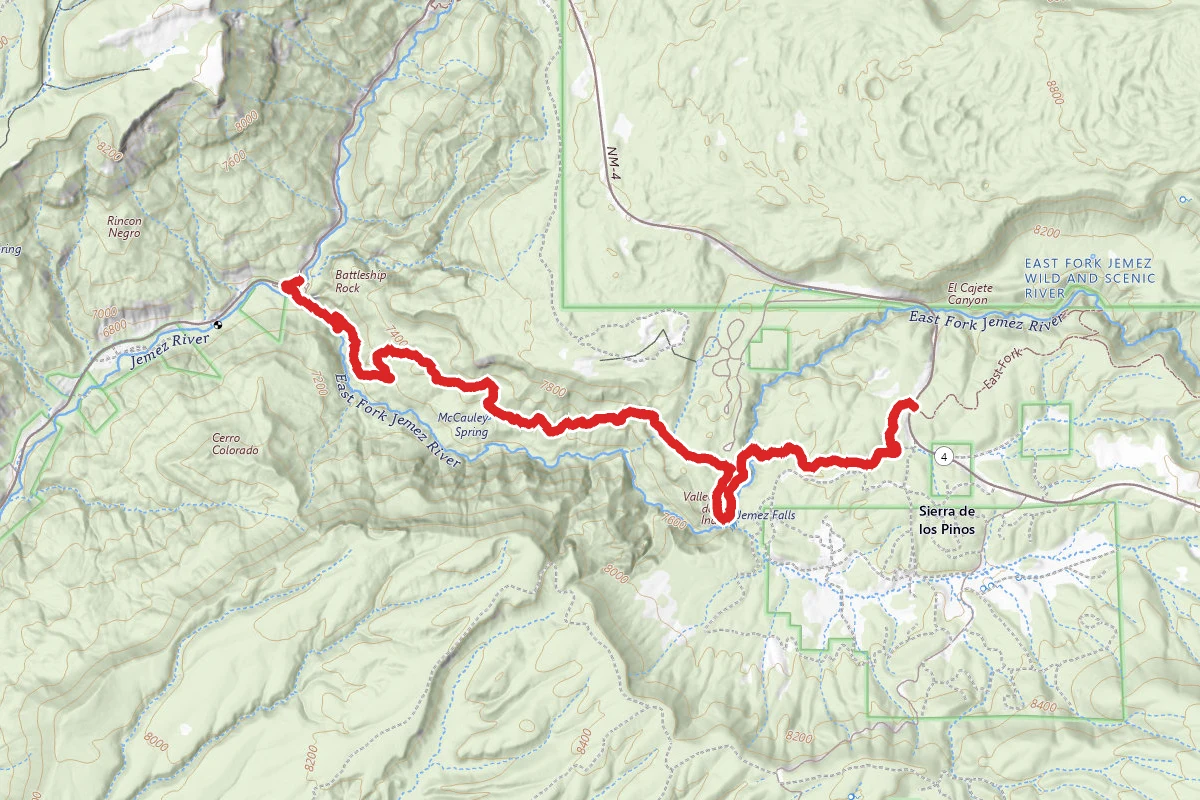 East Fork Trailhead to Battleship Rock Trailhead via East Fork Trail