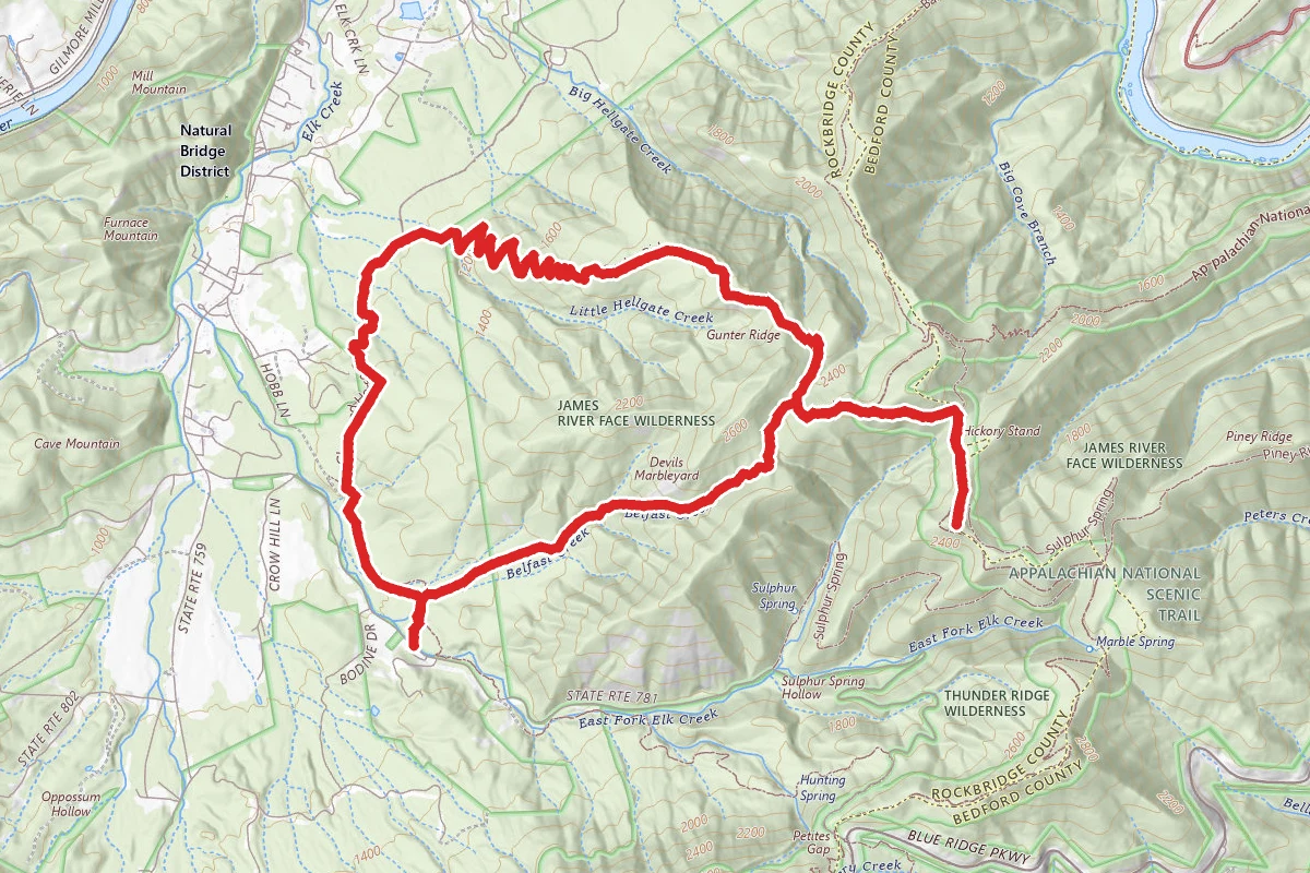 Devil's Marbleyard and Gunter's Ridge Loop Trail