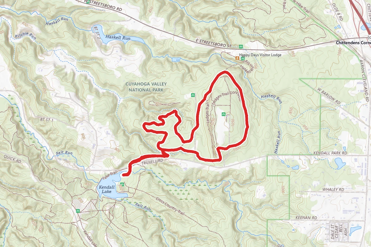Pine Grove Trail and Ledges Trail Loop from Kendall Lake