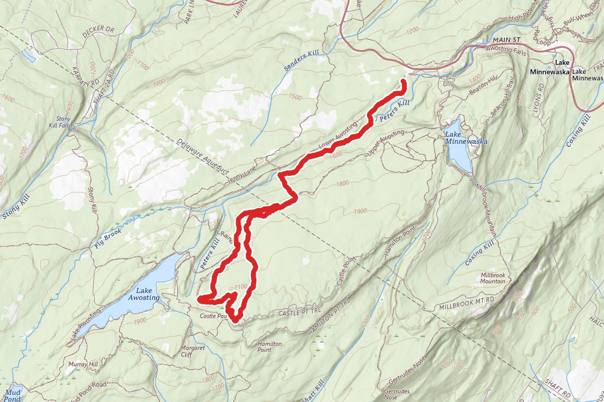 Blueberry Pass to Castle Point to Rainbow Falls Loop