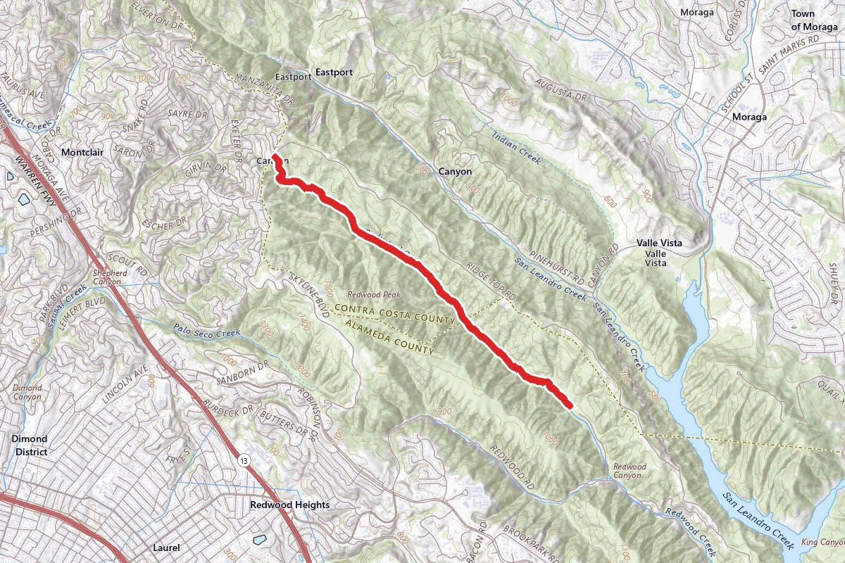 Stream Trail via Skyline Blvd