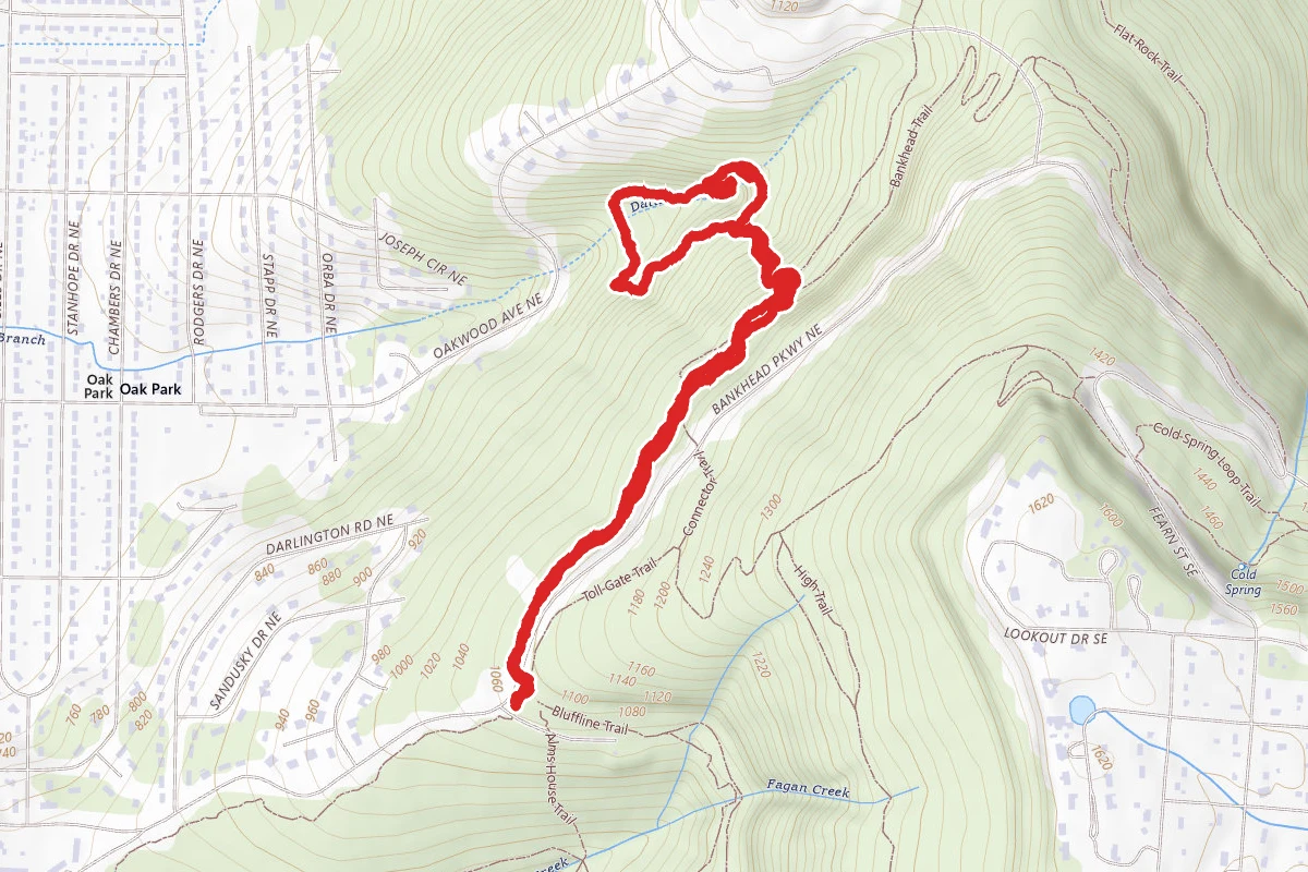 Toll Gate to Bankhead Trail and Buzzard's Roost Waterfall
