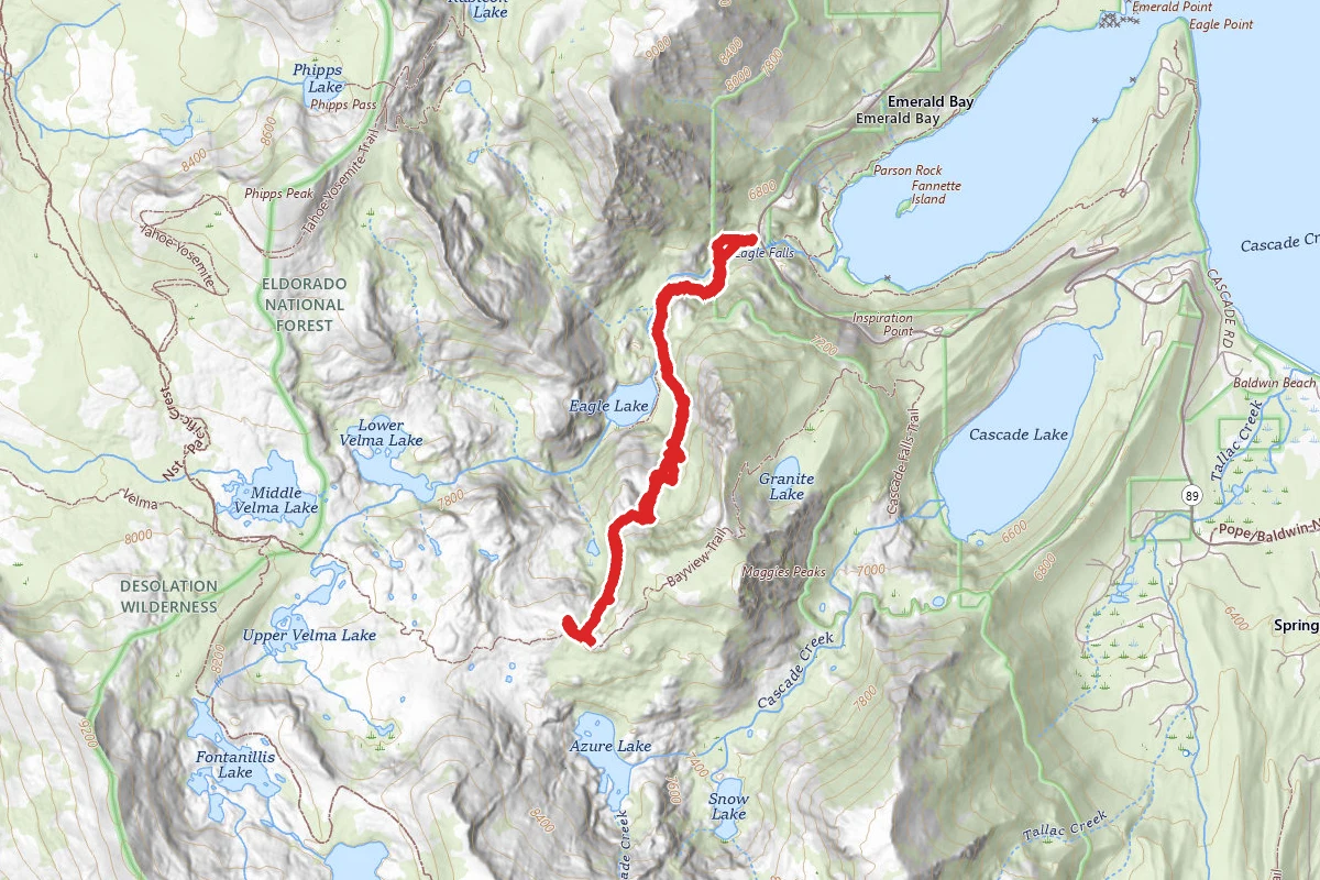 Eagle Falls Trail to Bayview Trail Junction