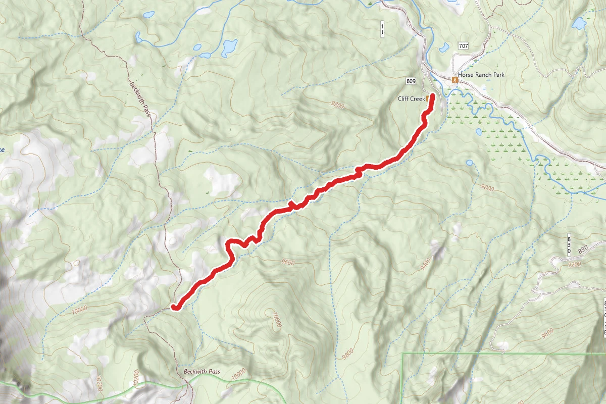 Cliff Creek Trail 840 to Beckwith Pass Trail 842