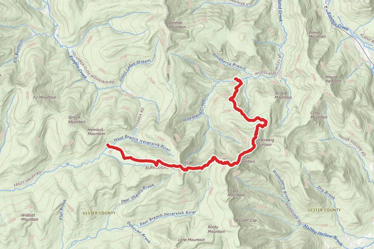 Slide, Cornell and Wittenberg to Woodland Valley