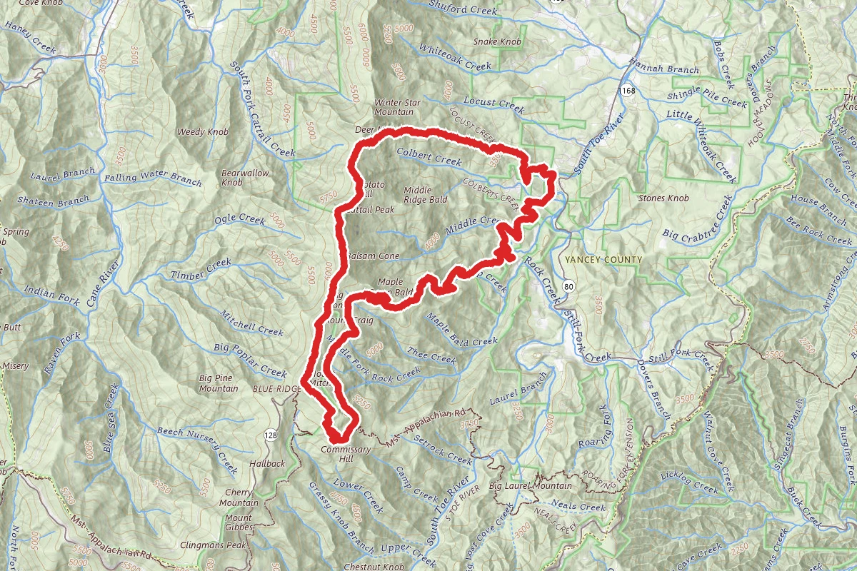 Colbert Ridge to Mount Mitchell to Maple Camp Ridge Loop