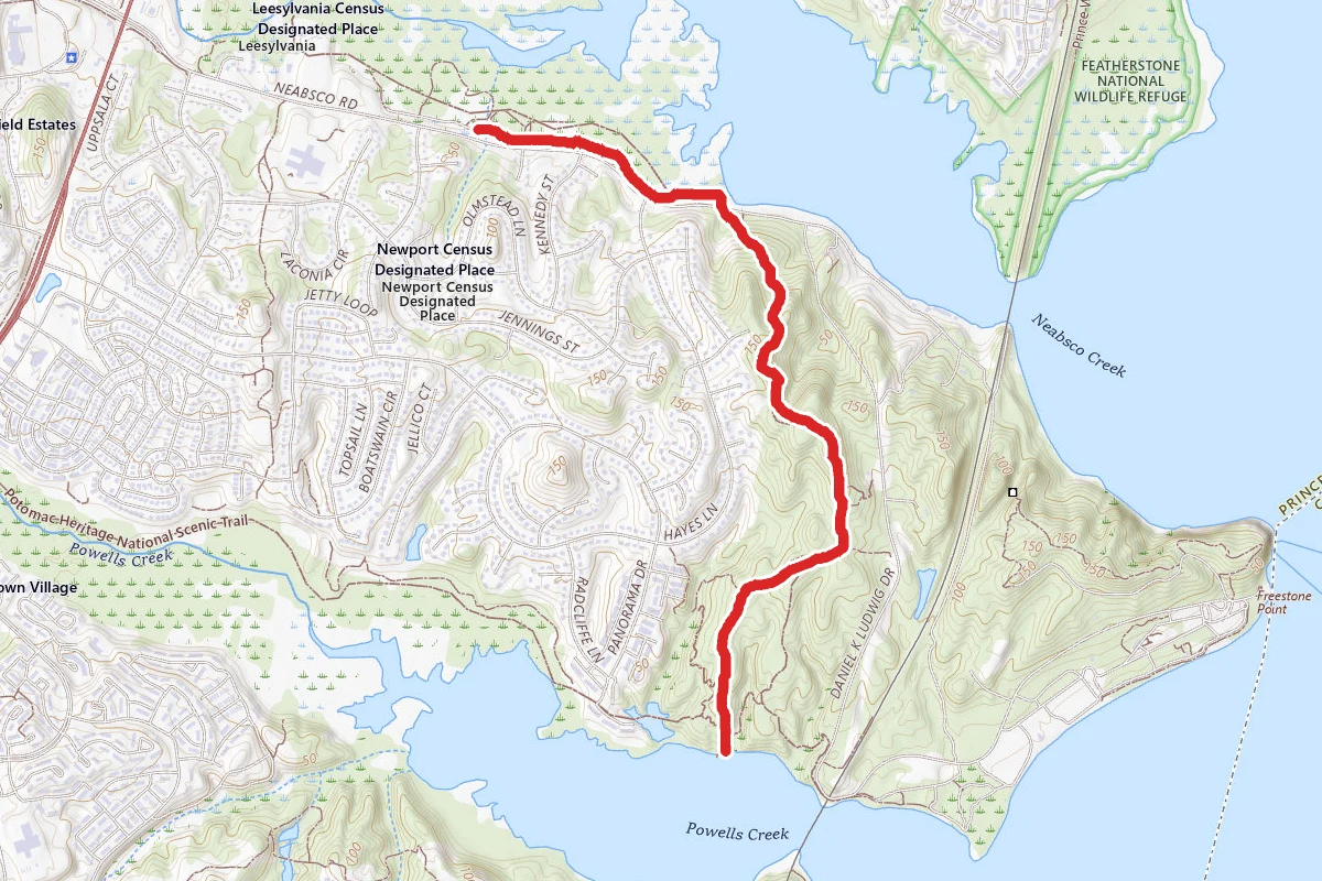 Potomac Heritage Trail through Leesylvania State Park from Neabsco Road