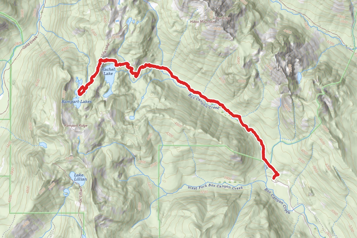 Rachel and Rampart Lakes Trail