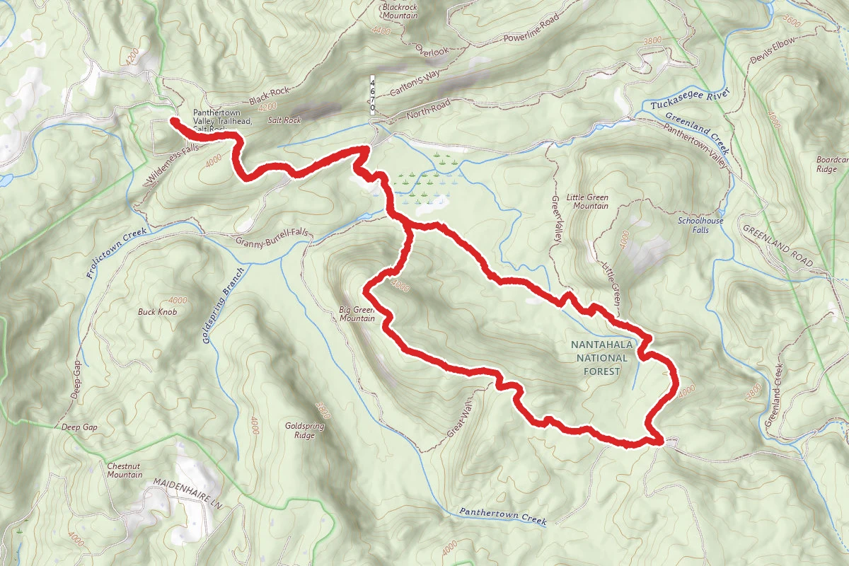 Panthertown Valley Trail to Big Green Mountain Loop