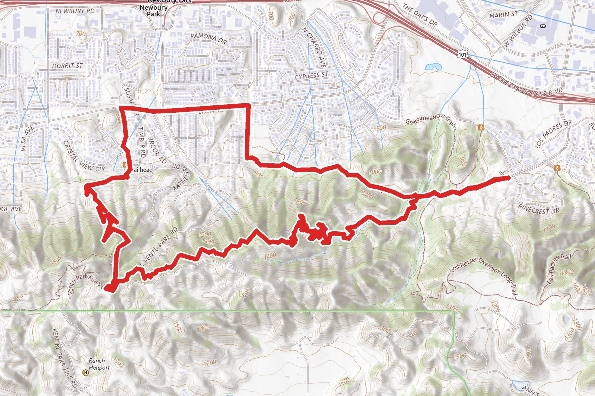 Los Robles, Rosewood and Spring Canyon Trail Loop