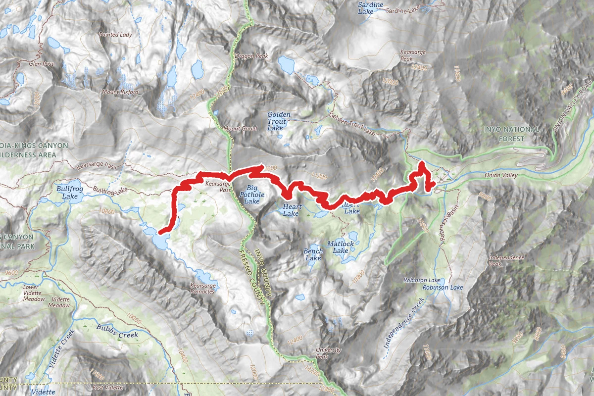 Kearsarge Pass Trail to Kearsarge Lakes