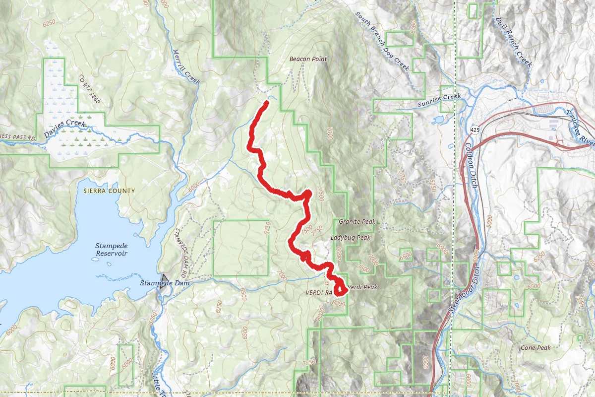 Verdi Peak Trail via Forest Route 72