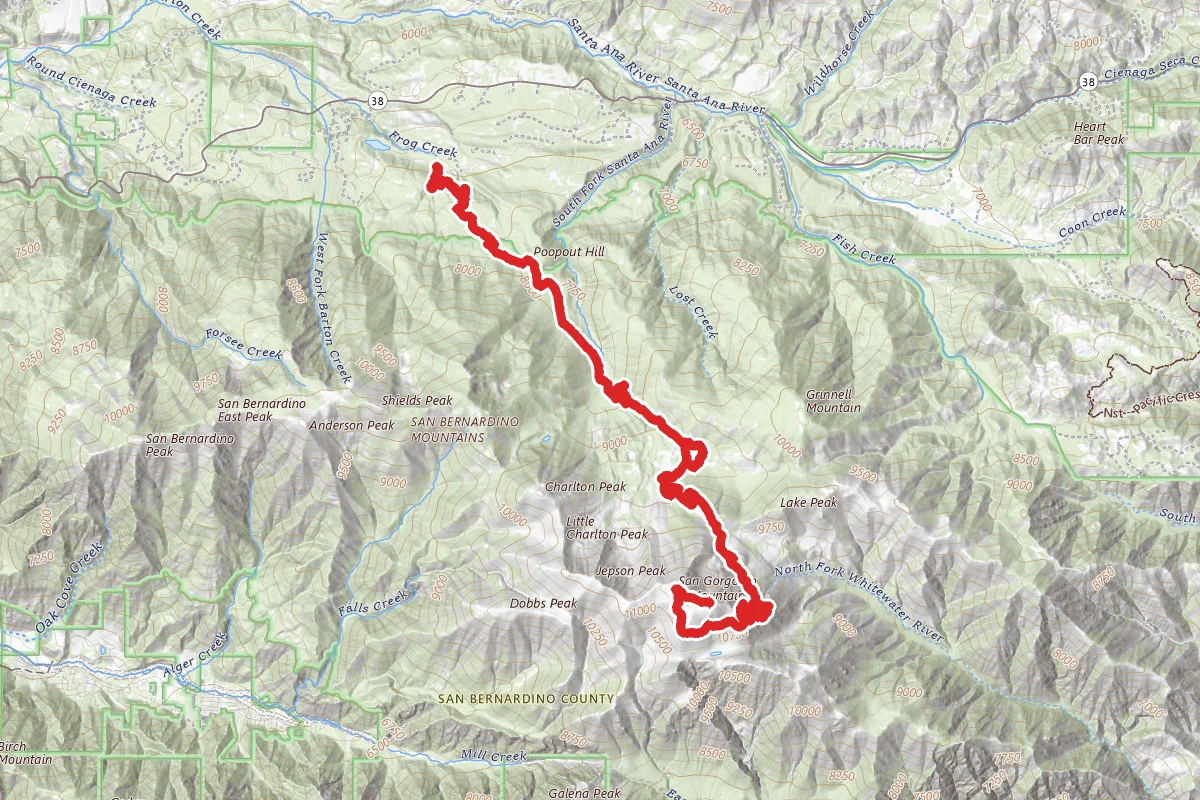 South Fork Trail to San Gorgonio Mountain via Dry Lake