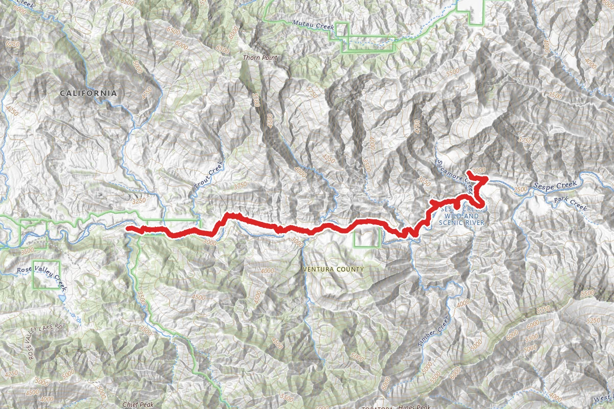Sespe River Trail to Willett Hot Springs