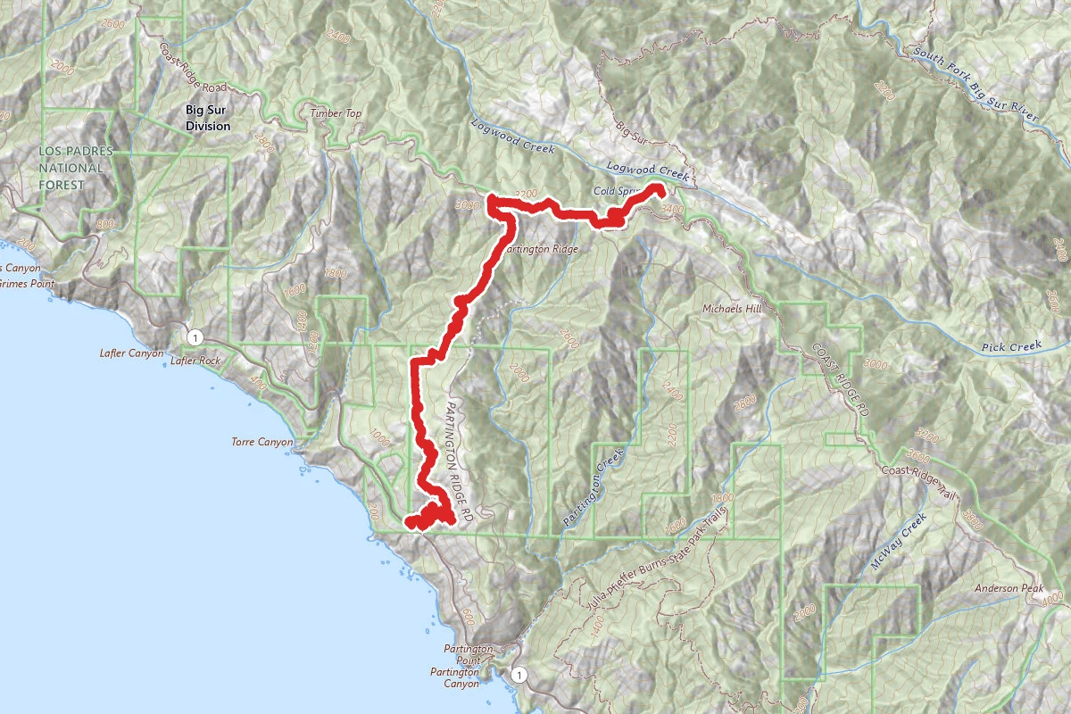 De Angulo Trail to Partington Ridge