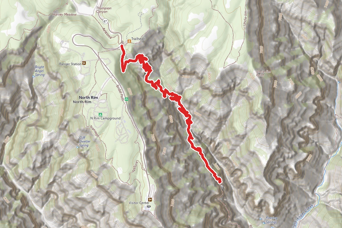 North Kaibab Trail to Redwall Bridge