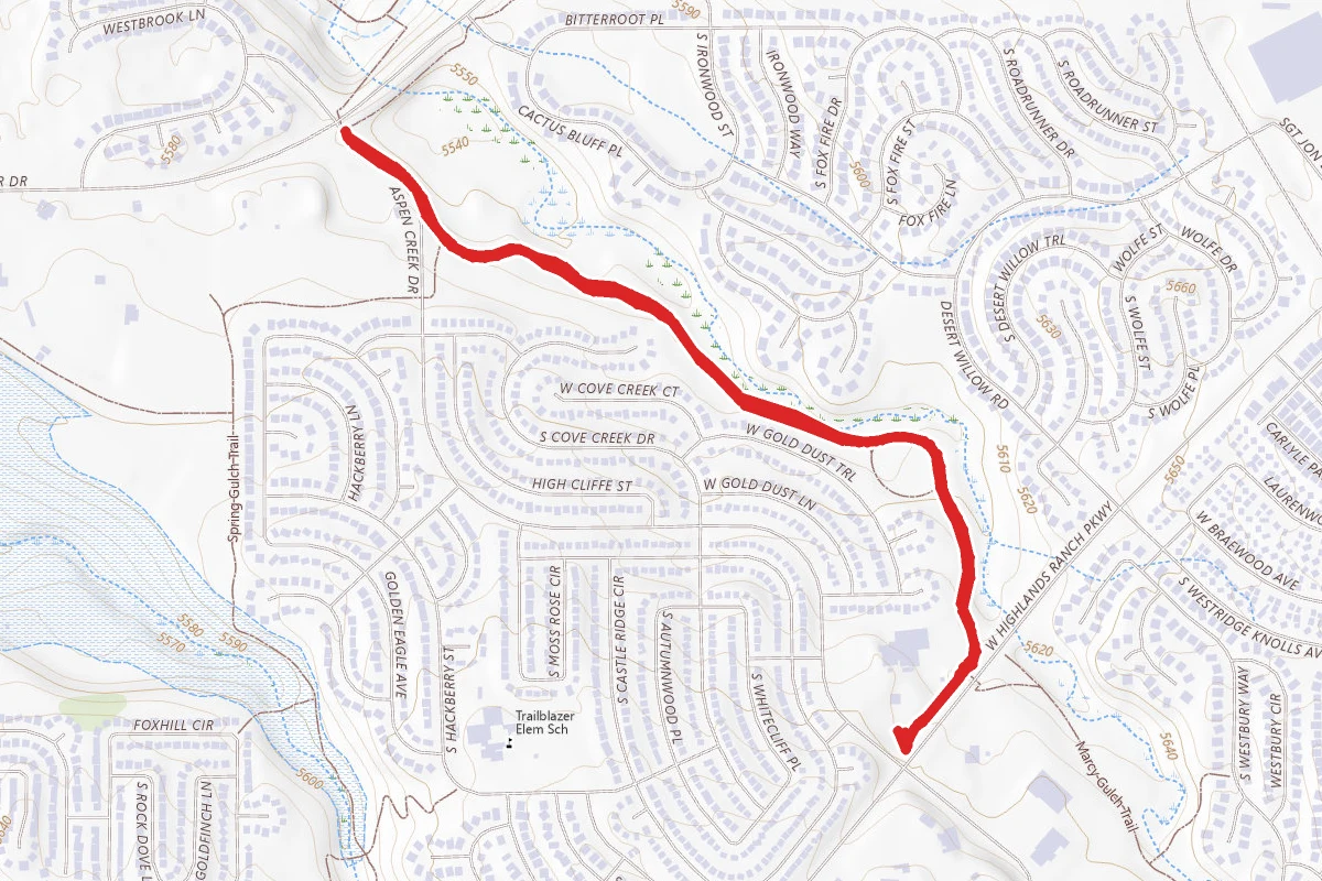 Marcy Gulch Trail from Westridge Rec Center to Rovers Run