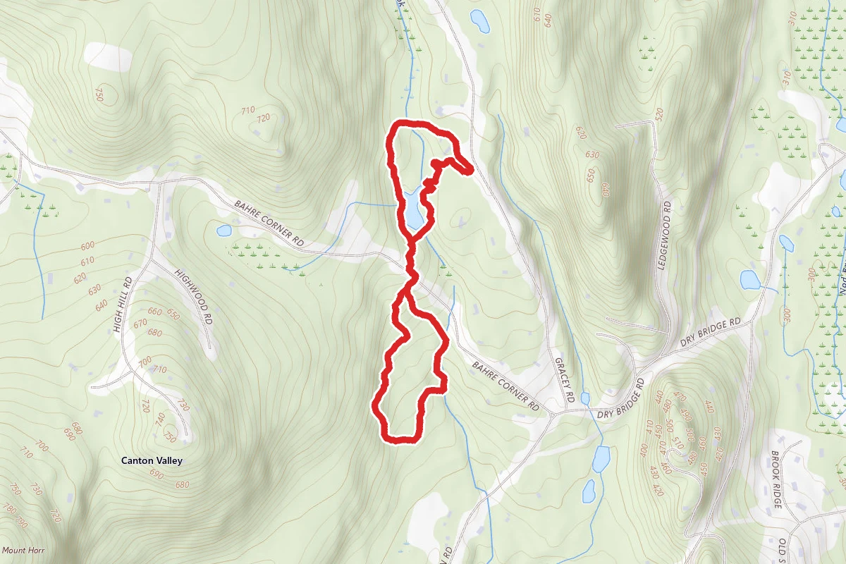 Werner Pond Trail (Red) and Quarry Trail (Yellow) Loop