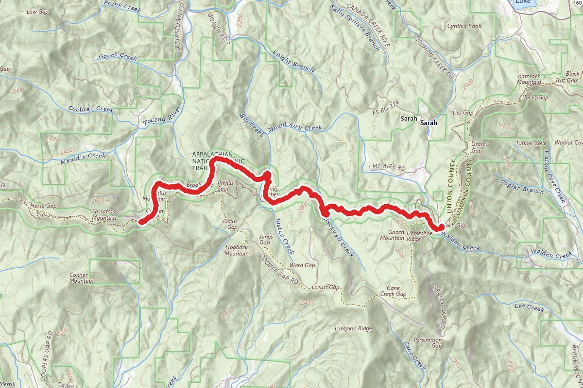 Gooch Gap to Cooper Gap via Appalachian Trail