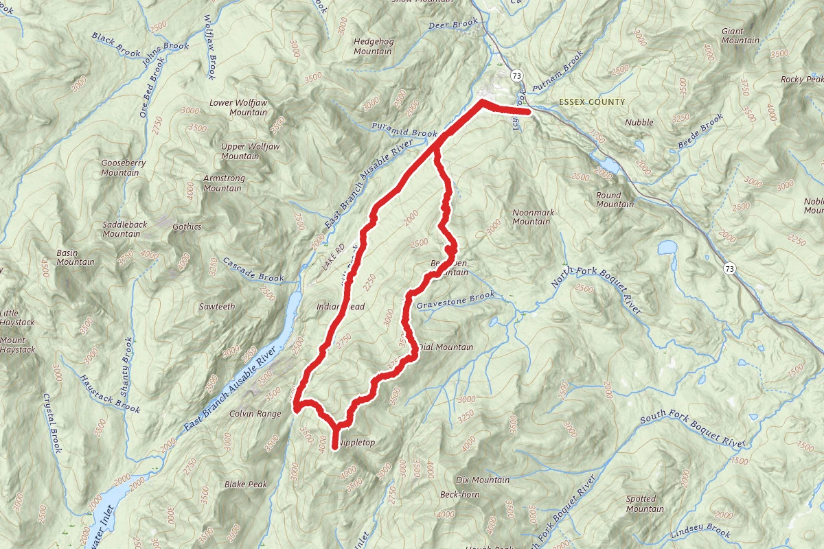 Bear Den Trail to Dial Mountain and Nippletop