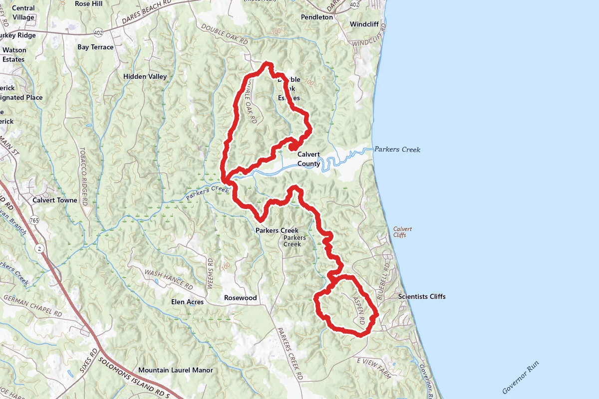 Swamp Trail to North-South Trail to Parkers Creek Loop