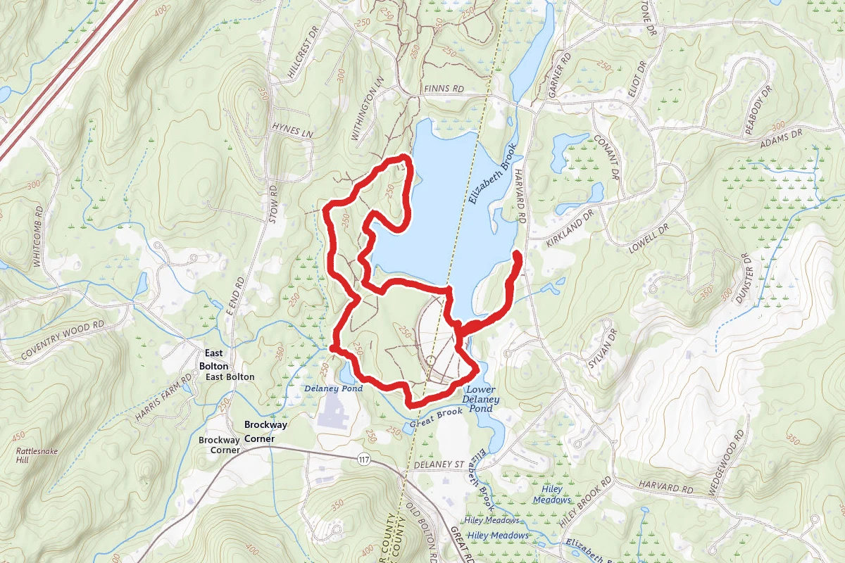 Primary Trail around Delaney Pond Loop from Harvard Road