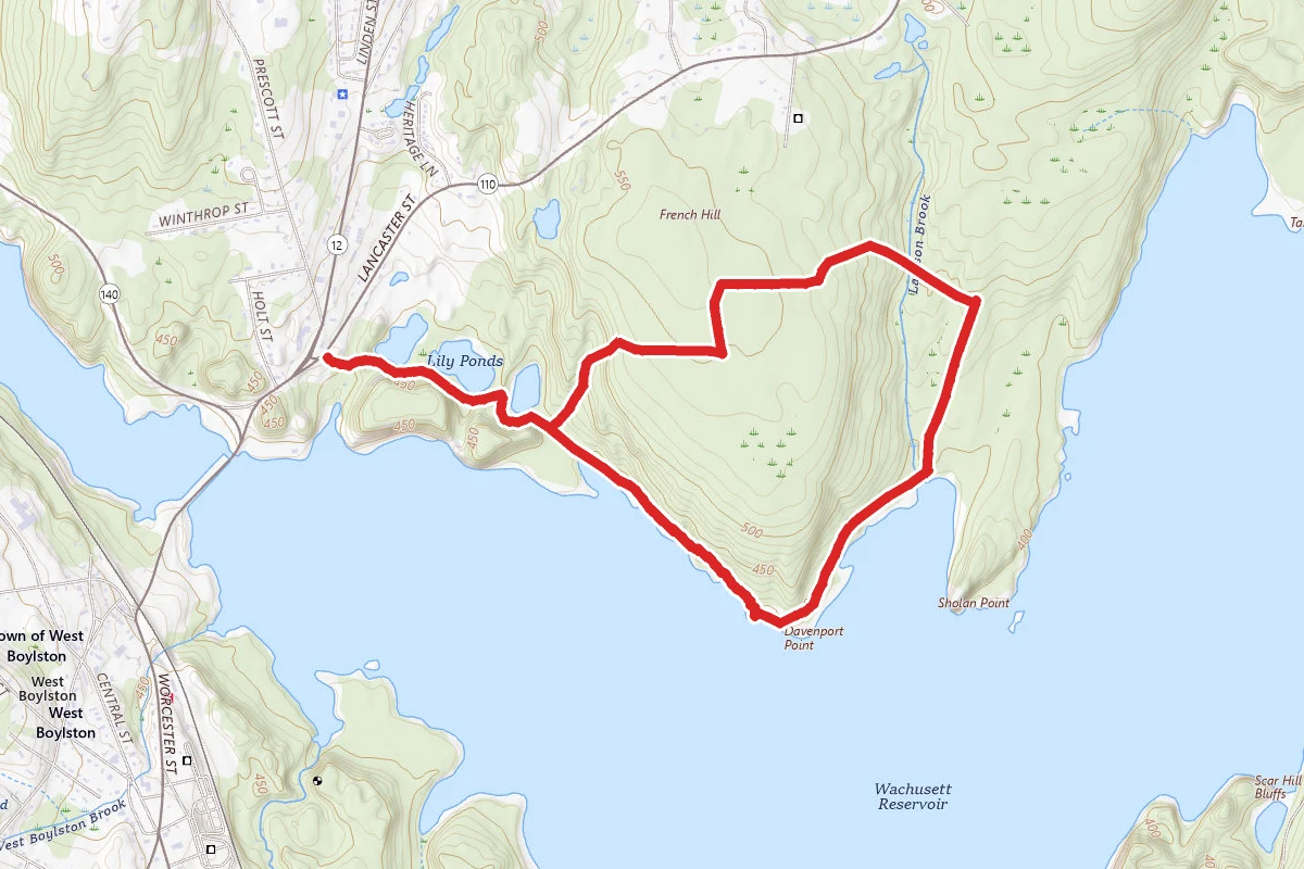 Wachusett Reservoir and French Hill Loop