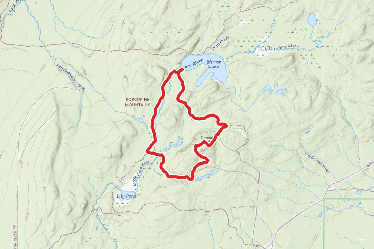 Beaver Creek to Little Carp River to South Mirror Lake to Summit Peak Loop